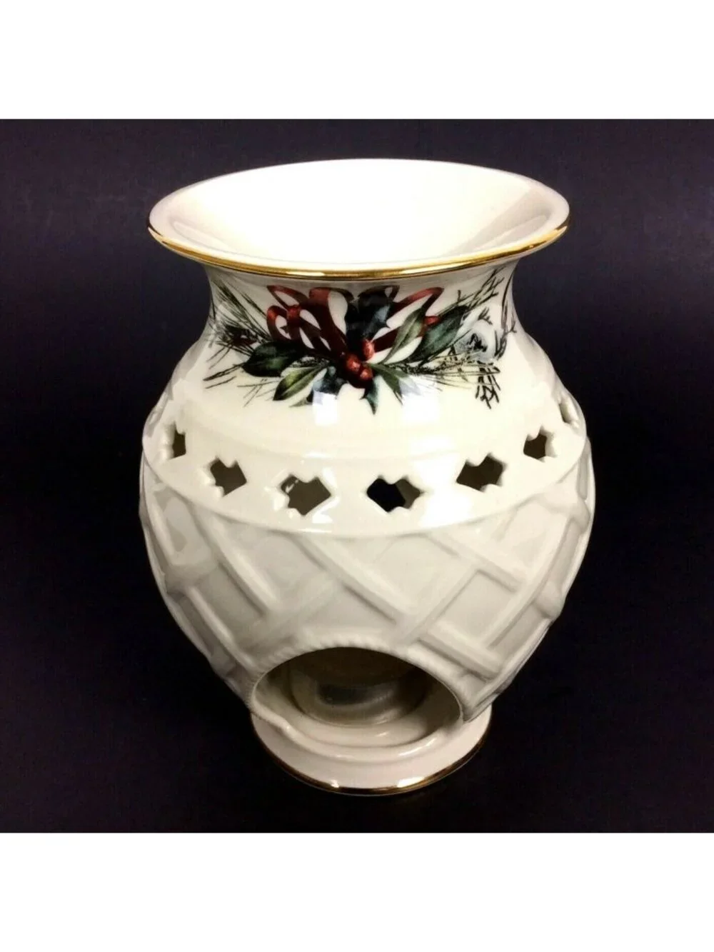 Lenox Holiday Winter Greetings Ceramic Tea Candle Holder & Tart Warmer